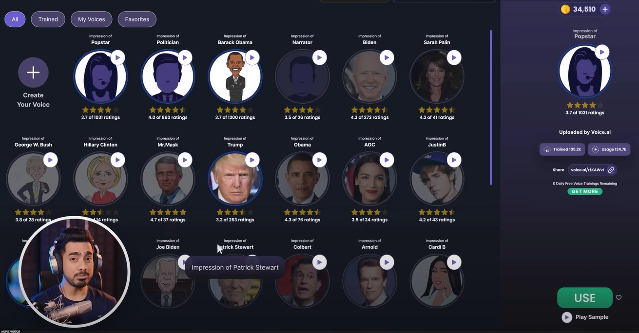 Select the Voice from Library