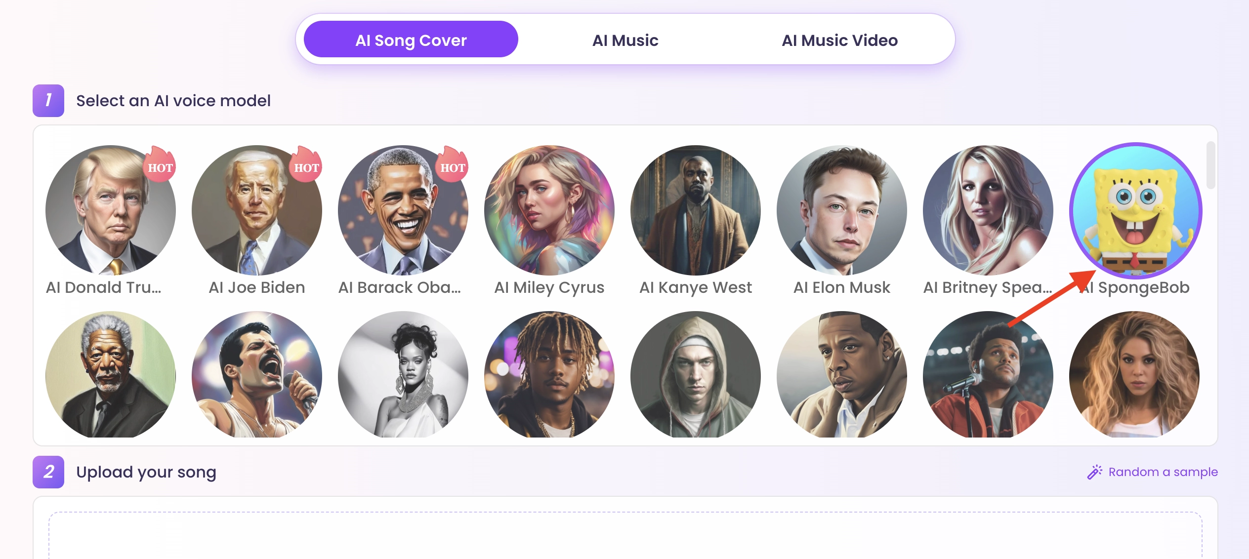 Select Vidnoz SpongeBob Character
