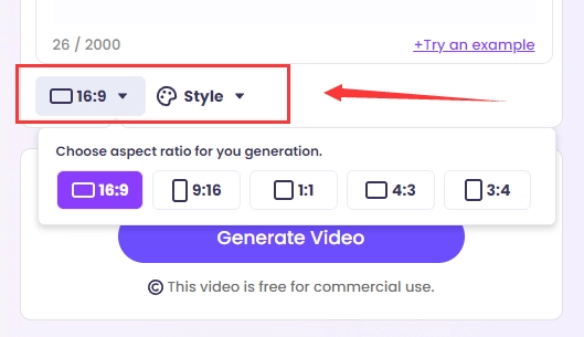 Set Aspect Ratio and Video Style