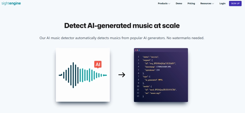 SightEngine AI Music Detector