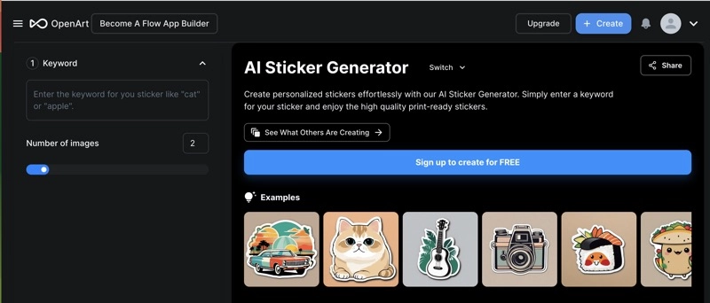 Sign up for OpenArt AI Sticker Generator