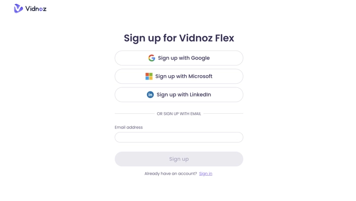 Sign up for Vidnoz