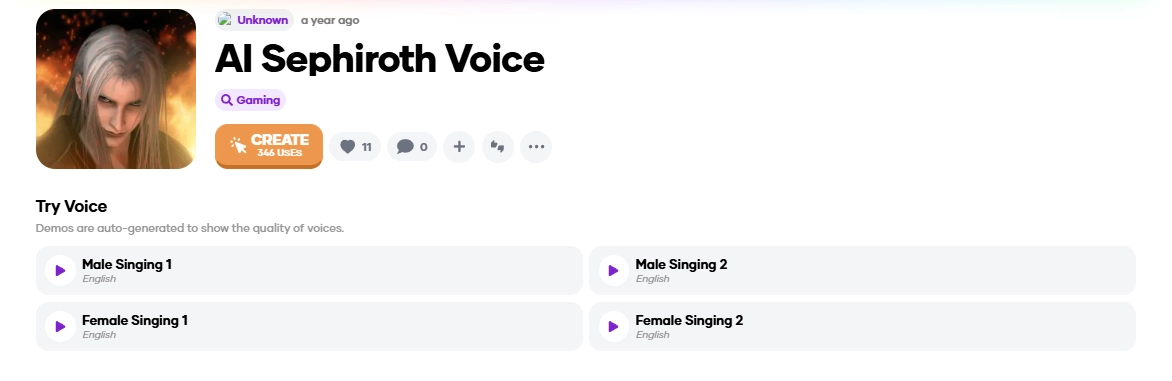Sing With Sephiroth AI Voice