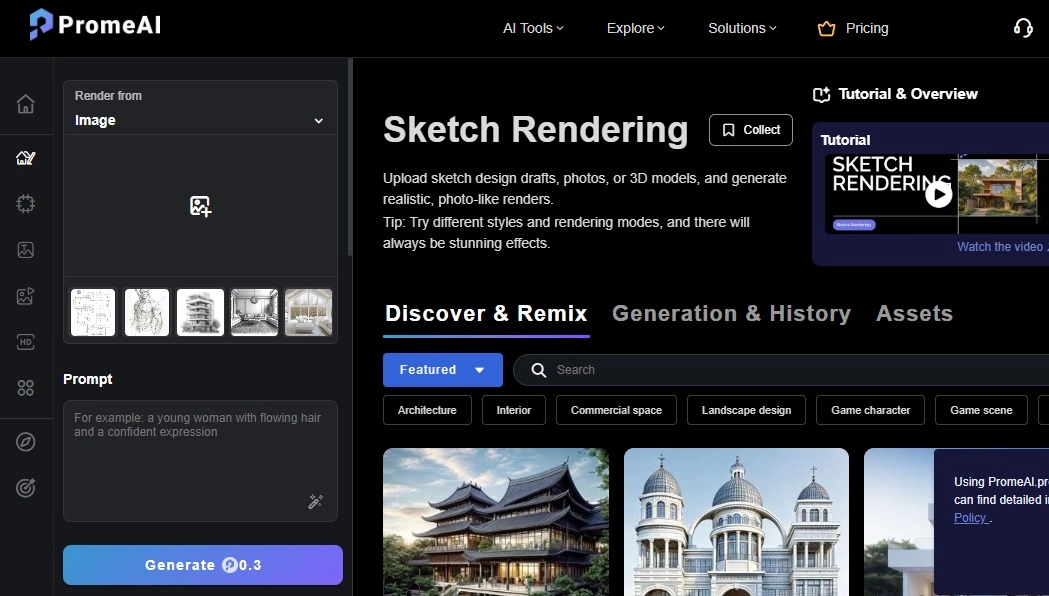 Sketch Rendering AI with PromeAI