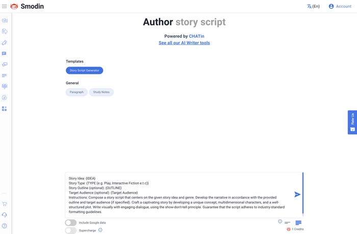 Smodin AI Writer and Story Script Generator