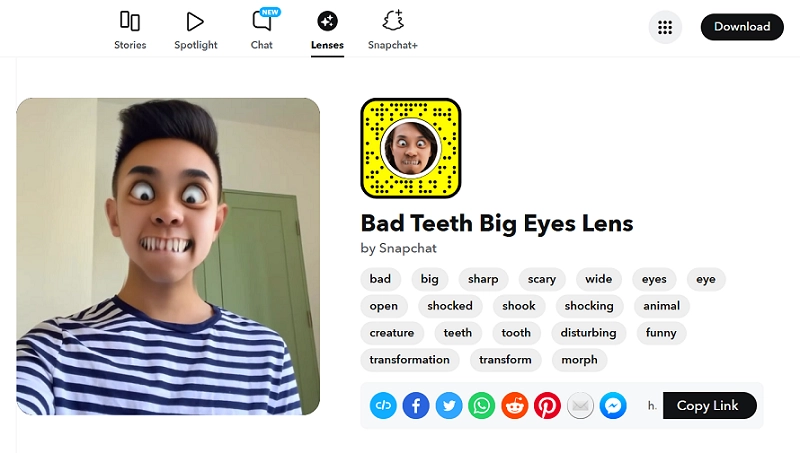 Snapchat Bad Teeth Big Eyes Lens