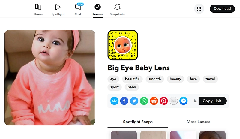 Snapchat Big Eye Baby Lens