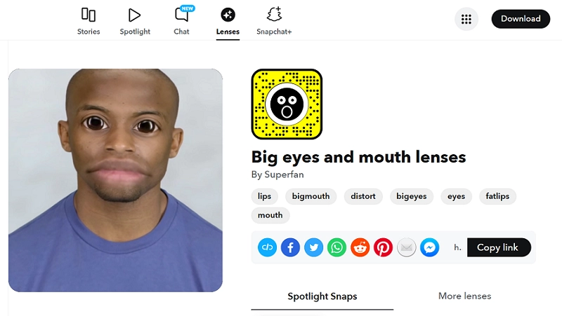 Snapchat Big Eyes & Mouth Lenses