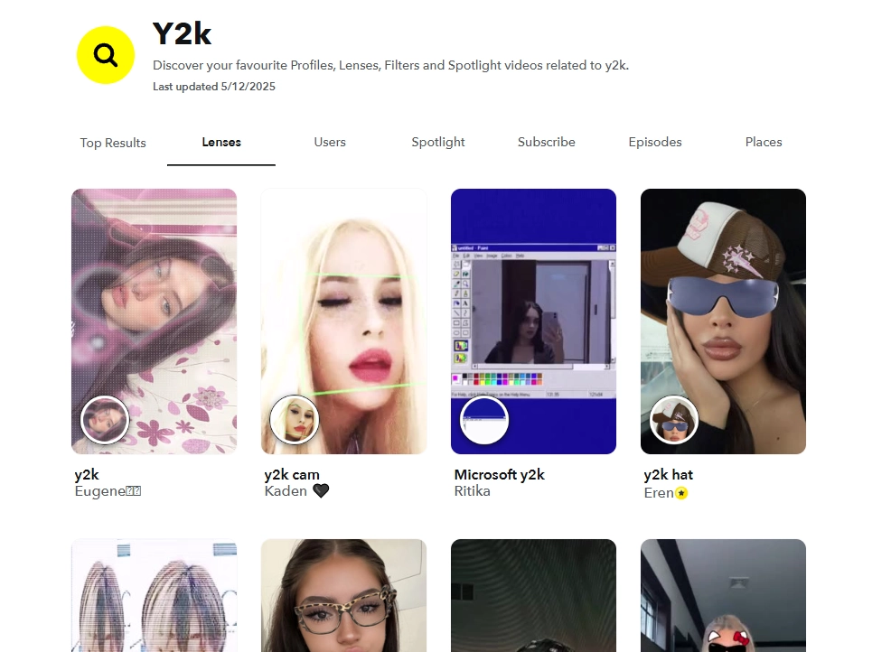 Snapchat Y2K Photo Filters