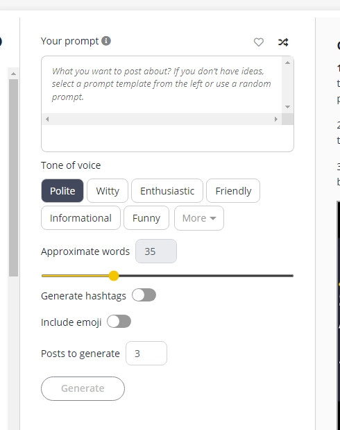 SocialBee Customize Prompt