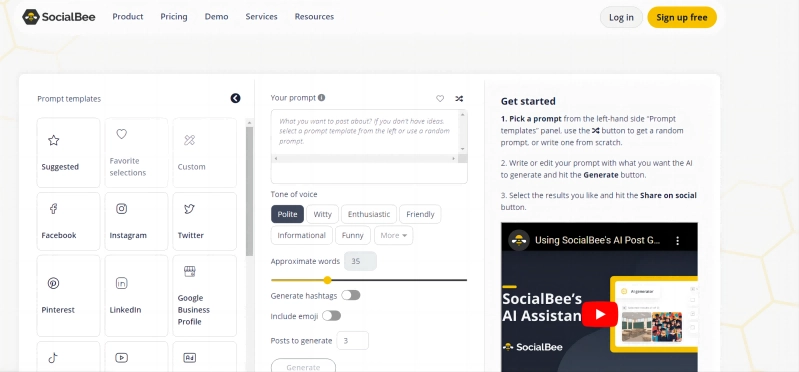 SocialBee Free AI Facebook Content Generator