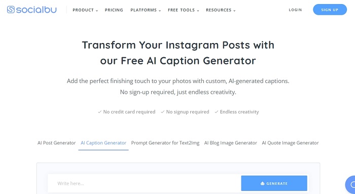 Socialbu AI Caption Generator