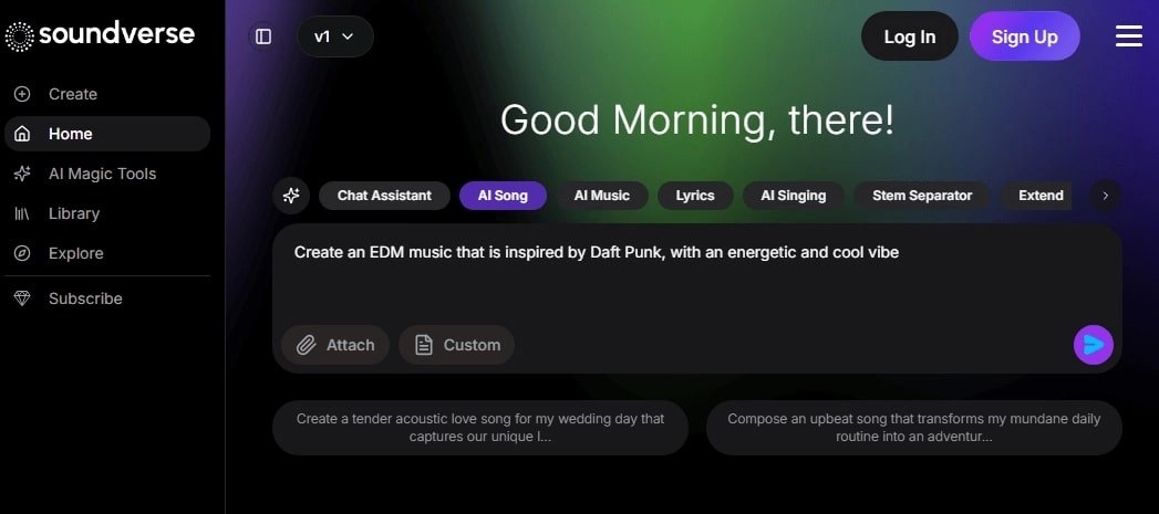 Soundverse AI EDM Music Maker