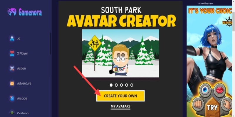 South Park Avatar Creator Gamenora - Step 2