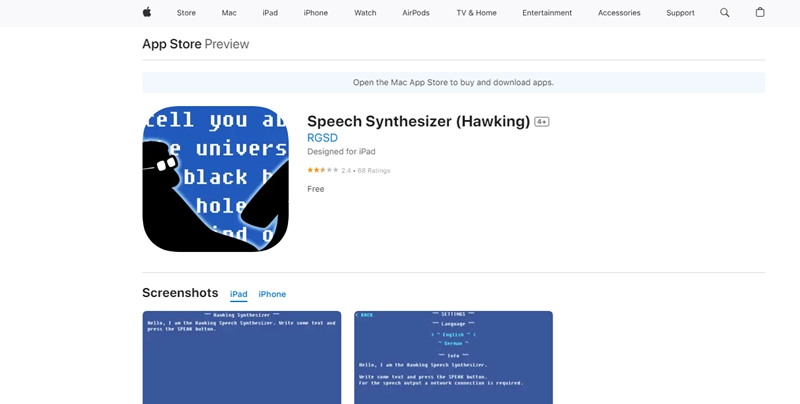 Speech Synthesizer AI Stephen Hawking Voice Generator iPhone