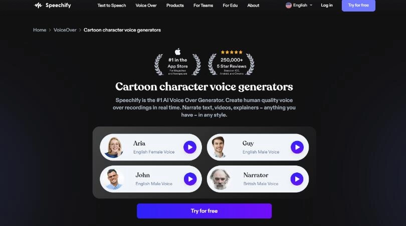 Speechify Cartoon Voice Generator