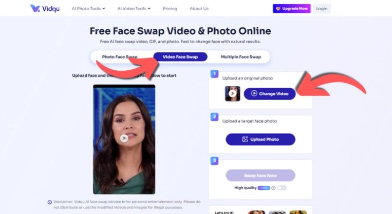 Step 1 to Make Gender Swap with Vidqu