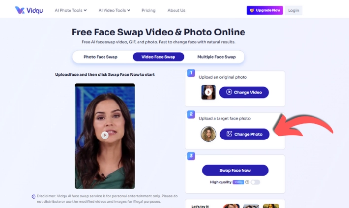 Step 2 to Make Gender Swap with Vidqu