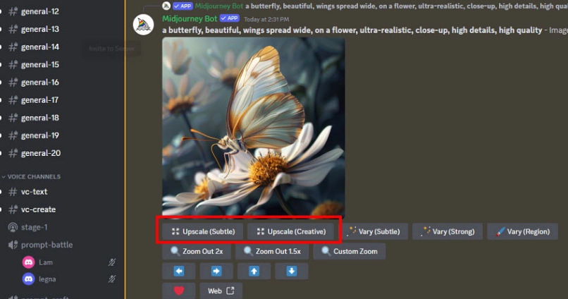 Step 3 on How to Upscale in Midjourney