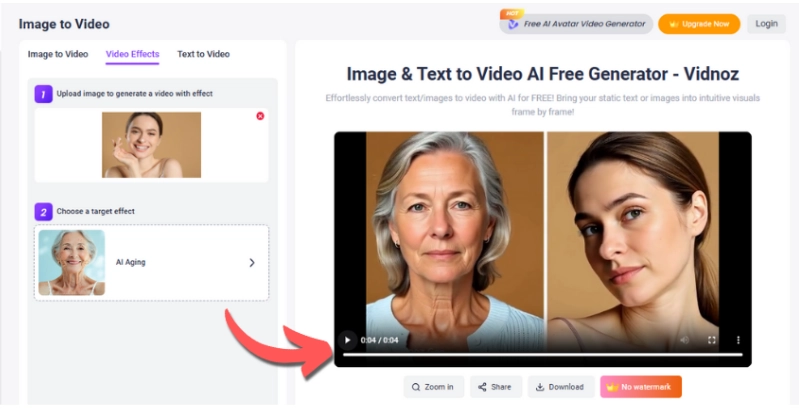 Step 3 on How to Use Vidnoz AI Age Filter