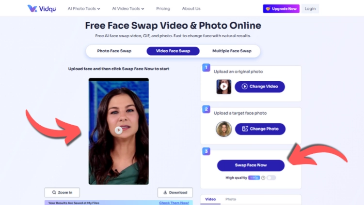 Step 3 to Make Gender Swap with Vidqu