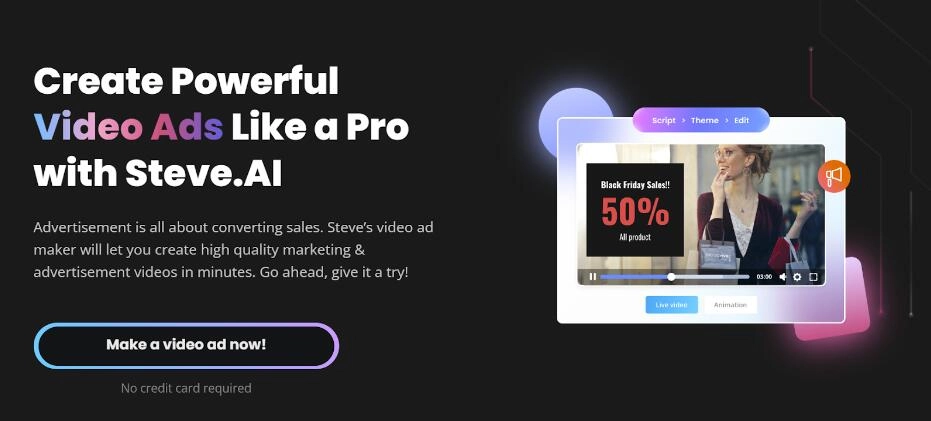 SteveAI - Specialized Ad Video Maker