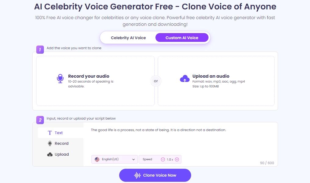 Synthesize Your Own Voice with Vidnoz