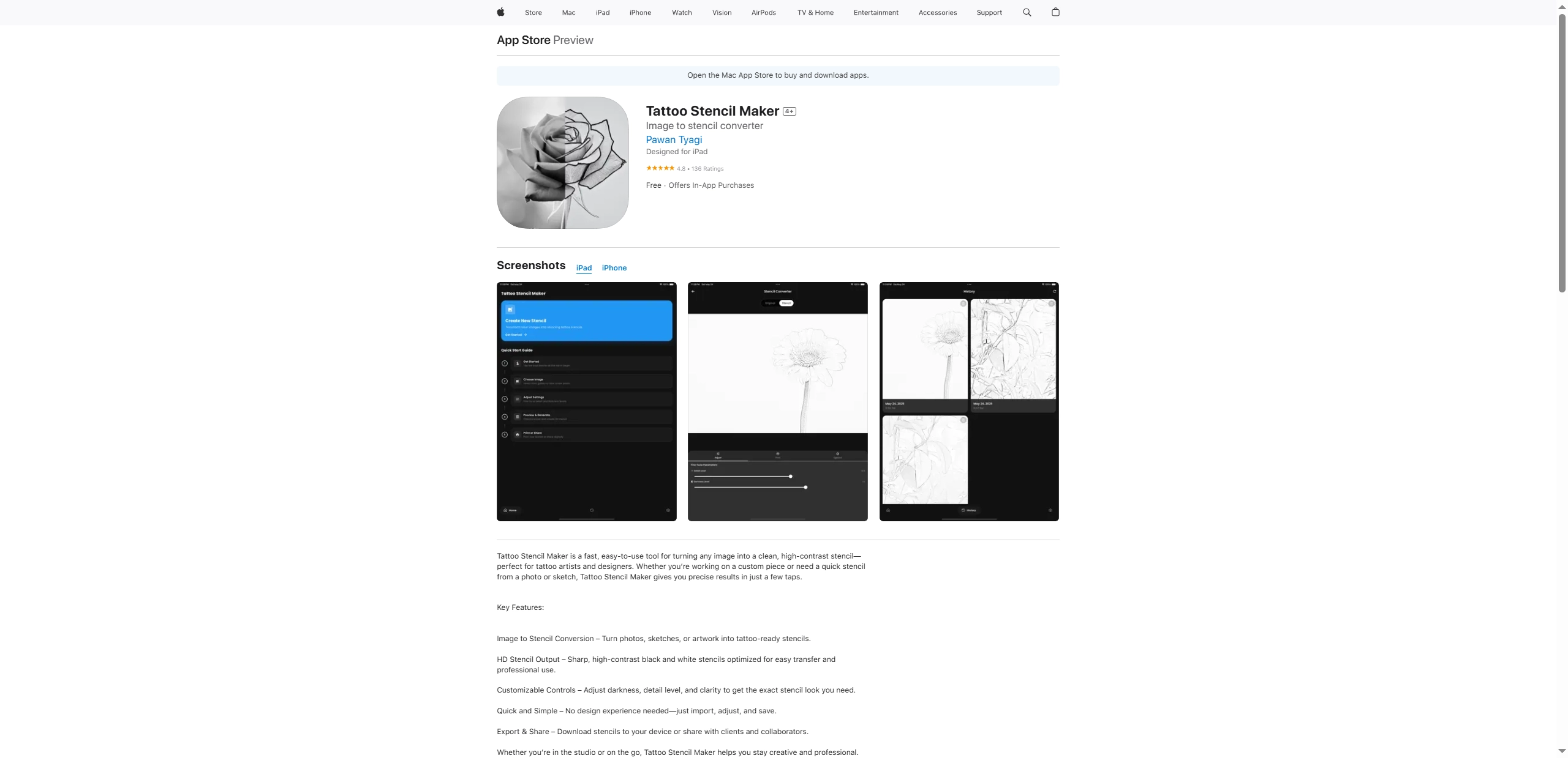 Tattoo Stencil Maker iOS App