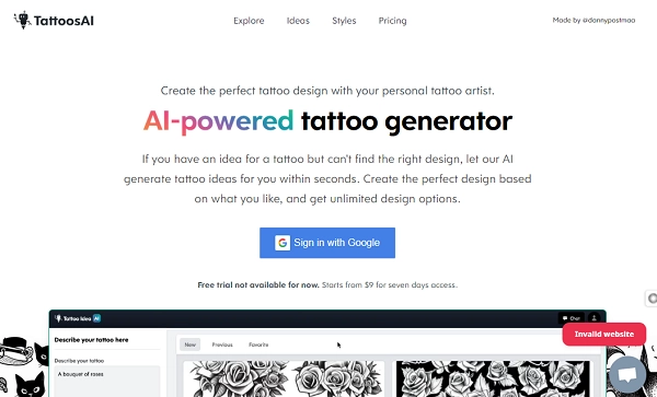 Typical AI Tattoo Generator - TattoosAI