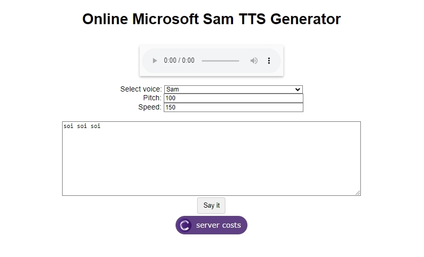 TETYYS Microsoft Sam Voice Generator
