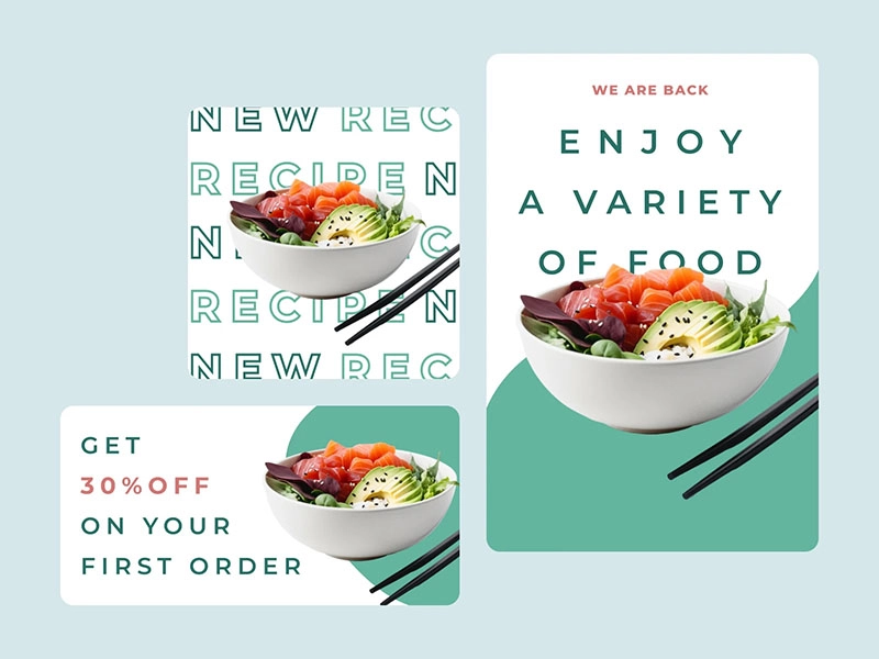 Text Behind Image Food Display