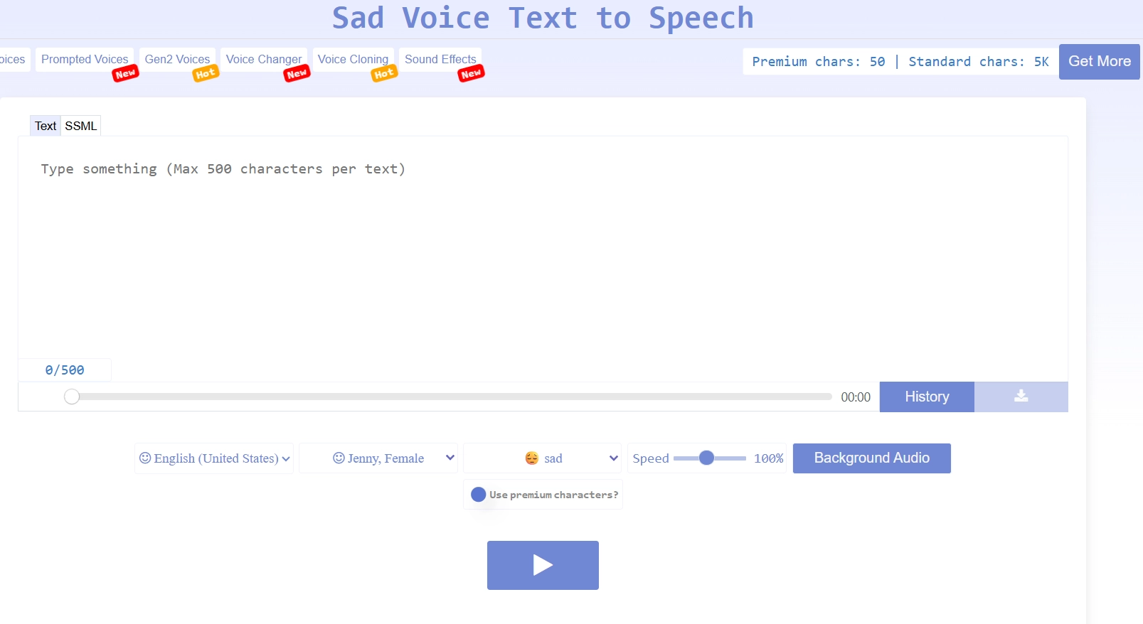 Text to Speech Sad AI Voice Generator