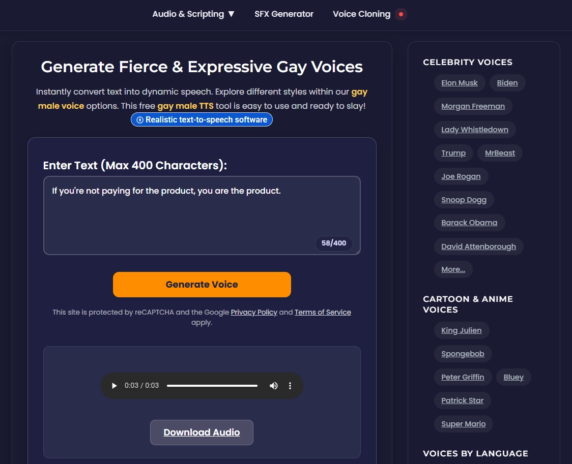 The AI Voice Generator as Gay Voice Generator