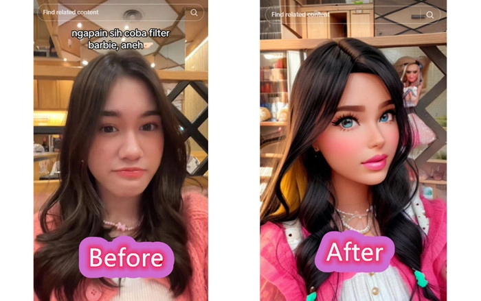 TikTok Barbie Selfie Filter Comparison