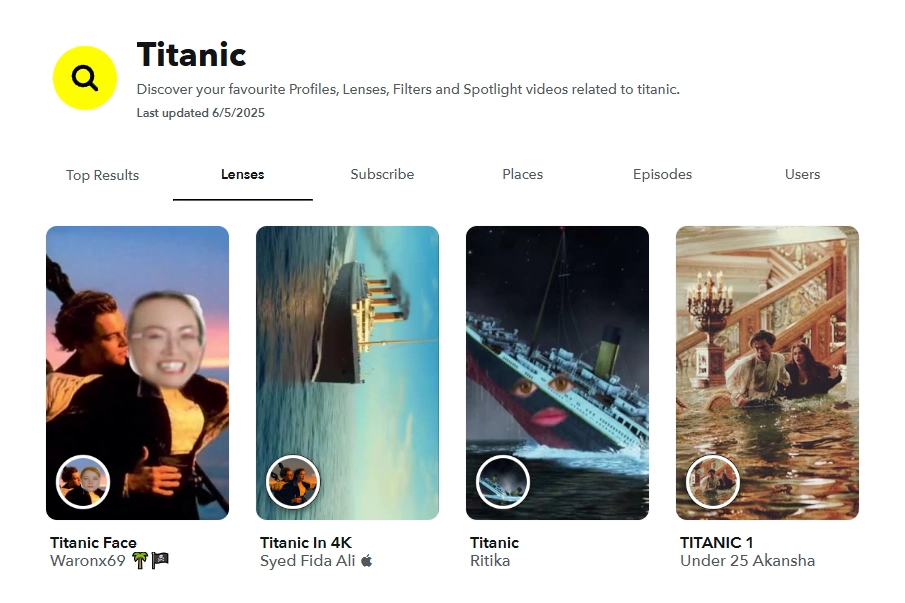 Titanic Snapchat Filter