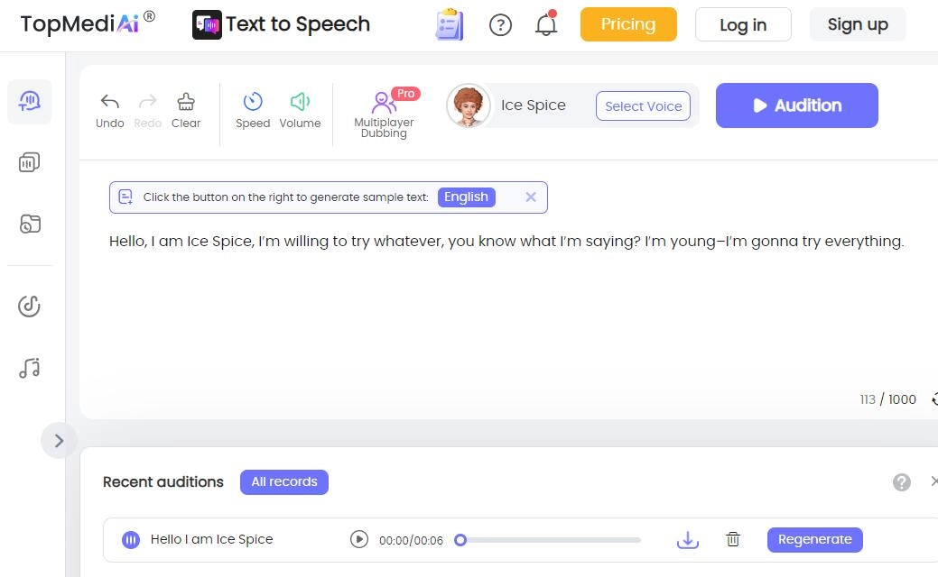 TopMediAi Ice Spice AI Voice Text to Speech