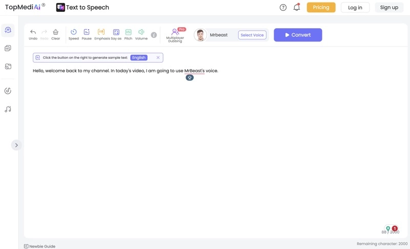 TopmediAI YouTuber AI Voice Generator Text to Speech