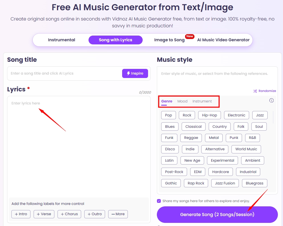 Transform Lyrics to Song AI Free