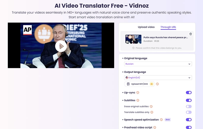 Translate Russian Video to English Upload