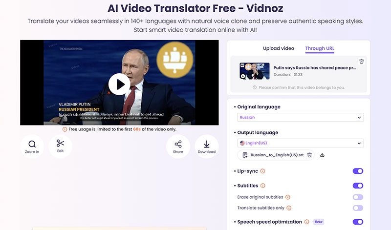 Translate Russian Video to English Video