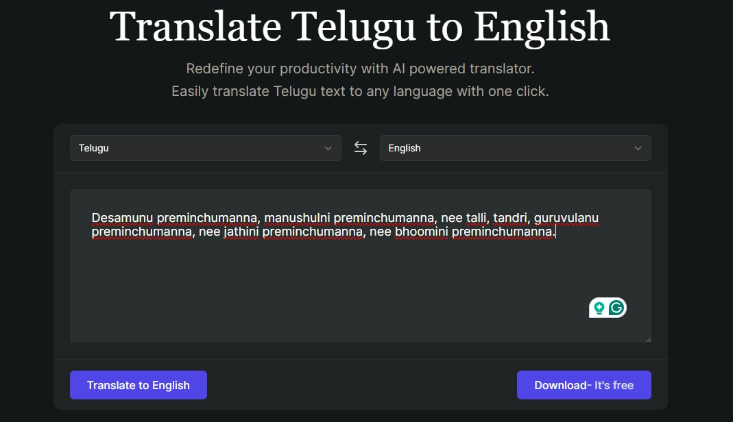 Translate Telugu Texts to English