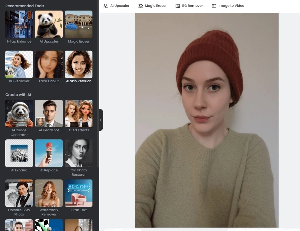 Try Fotor Bold Glamour Filter with AI Skin Retouch