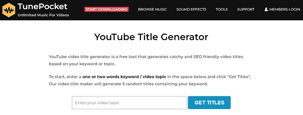 Tunepocket Youtube Title Generator