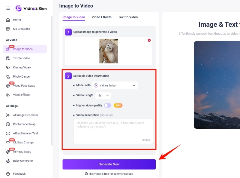 Turn Cat Image  to Video - Adjust