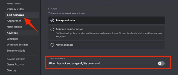 Turn off the Text to Speech on Discord