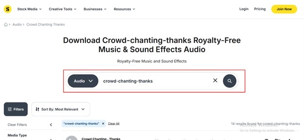 Type Crowd Chants in the Search Field