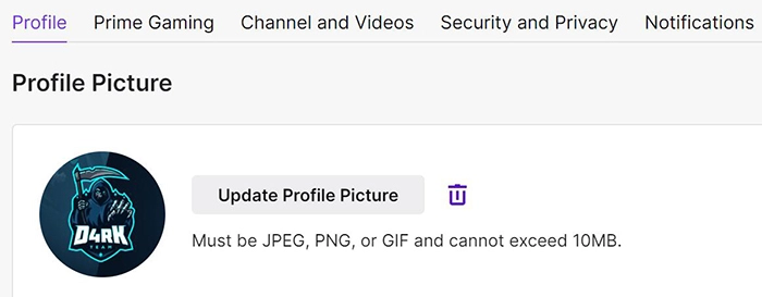 Update Twitch Profile Picture