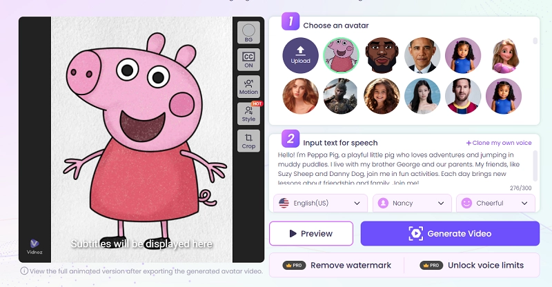 Upload a Peppa Pig Image for Talking Video