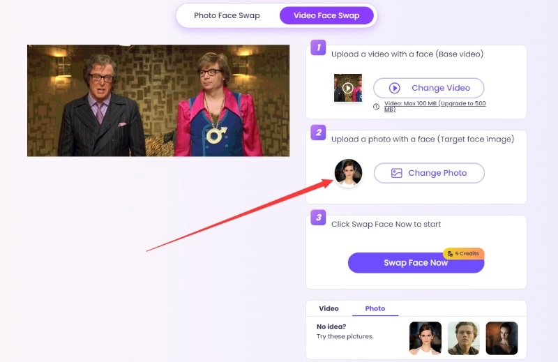 Upload a Photo to Swap Faces on Vidnoz
