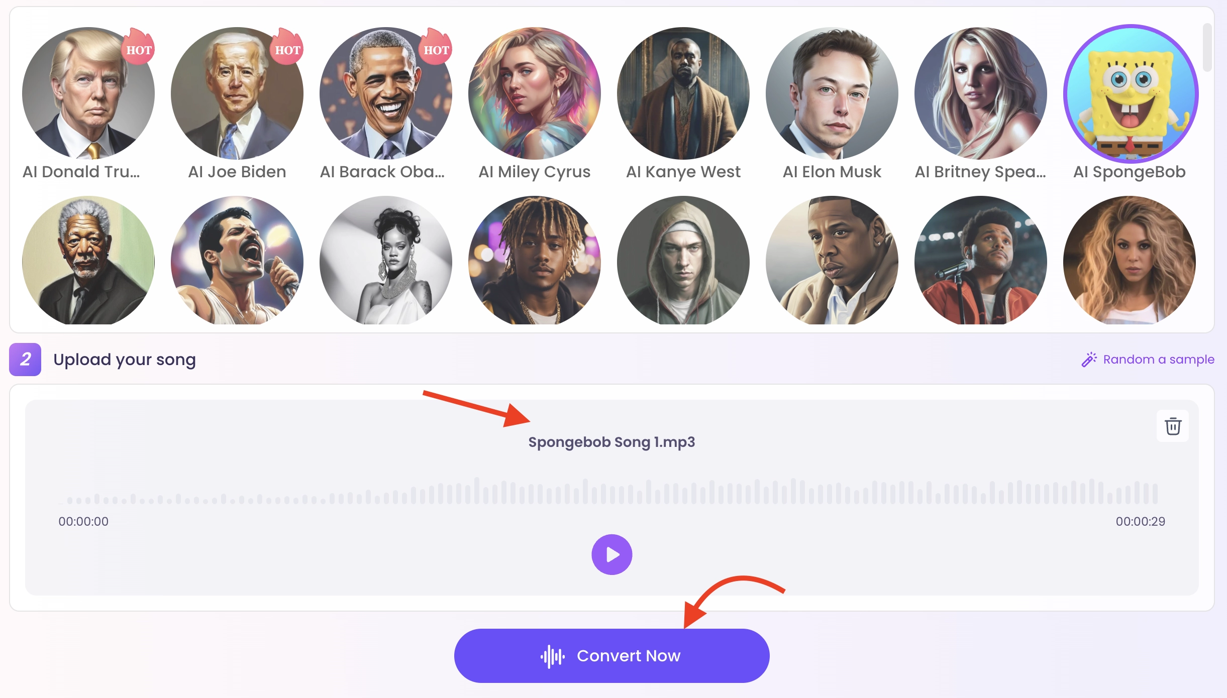 Upload a Song And Click “Convert Now”